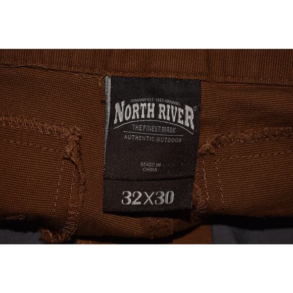 NORTH RIVER NEW $60 Brown Stretch Canvas Straight Leg Pants Workwear Men's 32/34 - Picture 4 of 4